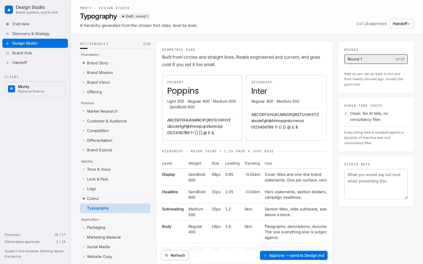 Design Studio: Typography built from a chosen font class